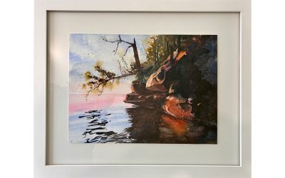 Silent auction of “Sunrise in Quiet Cove” watercolor painting ends – congratulations to the winning bidder