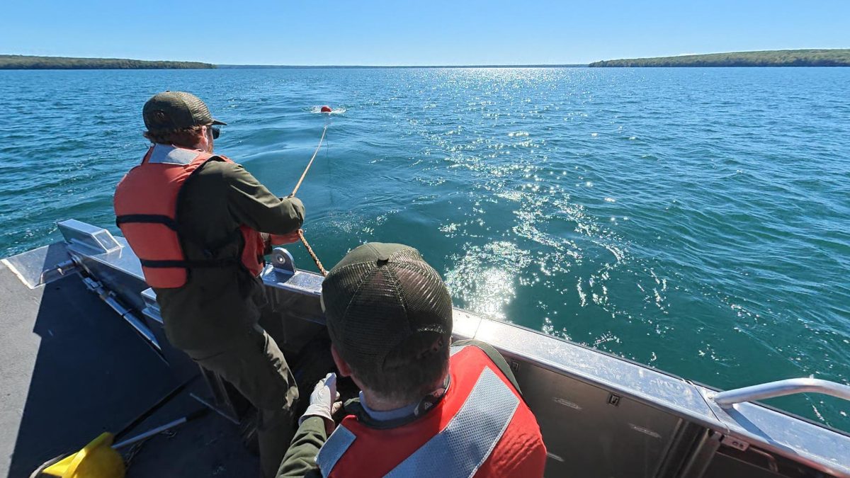 Max Zeitler pulls in the anchor line attached to the lifter buoy and anchor weights - Jon Okerstrom photo